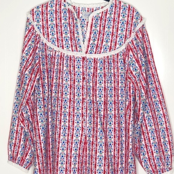 LANZ Red/Blue Hearts Mid Length Tyrolean Gown - Picture 3 of 7